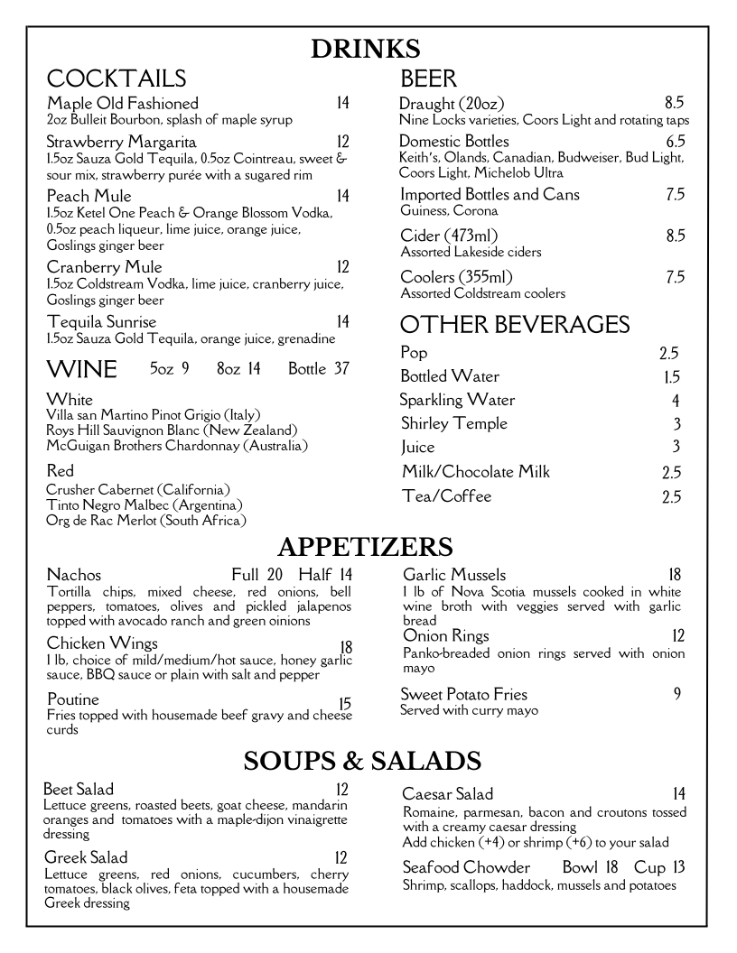 Menu The Turtleback Tap & Grill-2